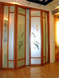 Двери гармошка с матовым рисунком цветок Каменск-Шахтинский