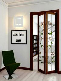 Двери гармошка с витражным декором Каменск-Шахтинский