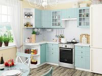 Небольшая угловая кухня в голубом и белом цвете Каменск-Шахтинский